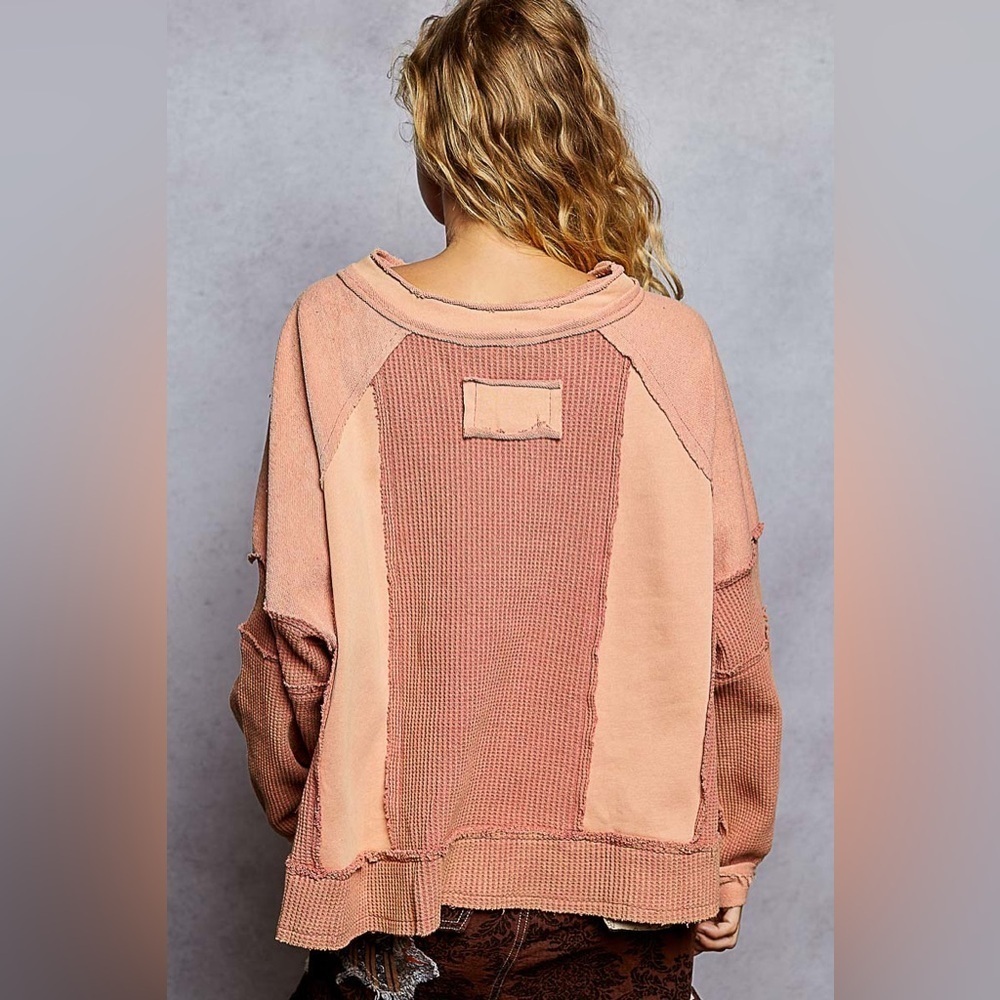 POL “ Sun + Sky “ 100% Cotton Patchwork Thermal | Brick - Picture 5 of 6
